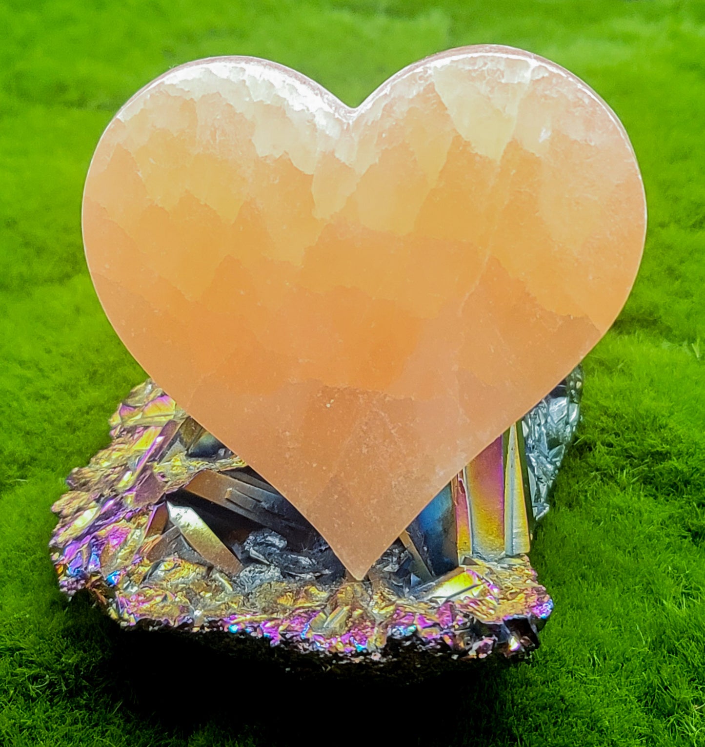 Peach Selenite Hearts