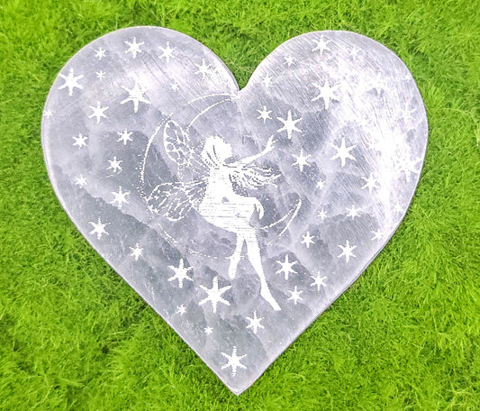 White Selenite Hearts
